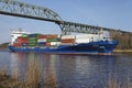 Hochdonn Ã¢â¬â Container vessel Morsum at the Kiel Canal